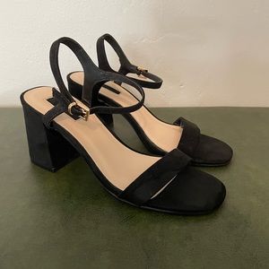 Faux Suede Black Forever 21 Block Heels